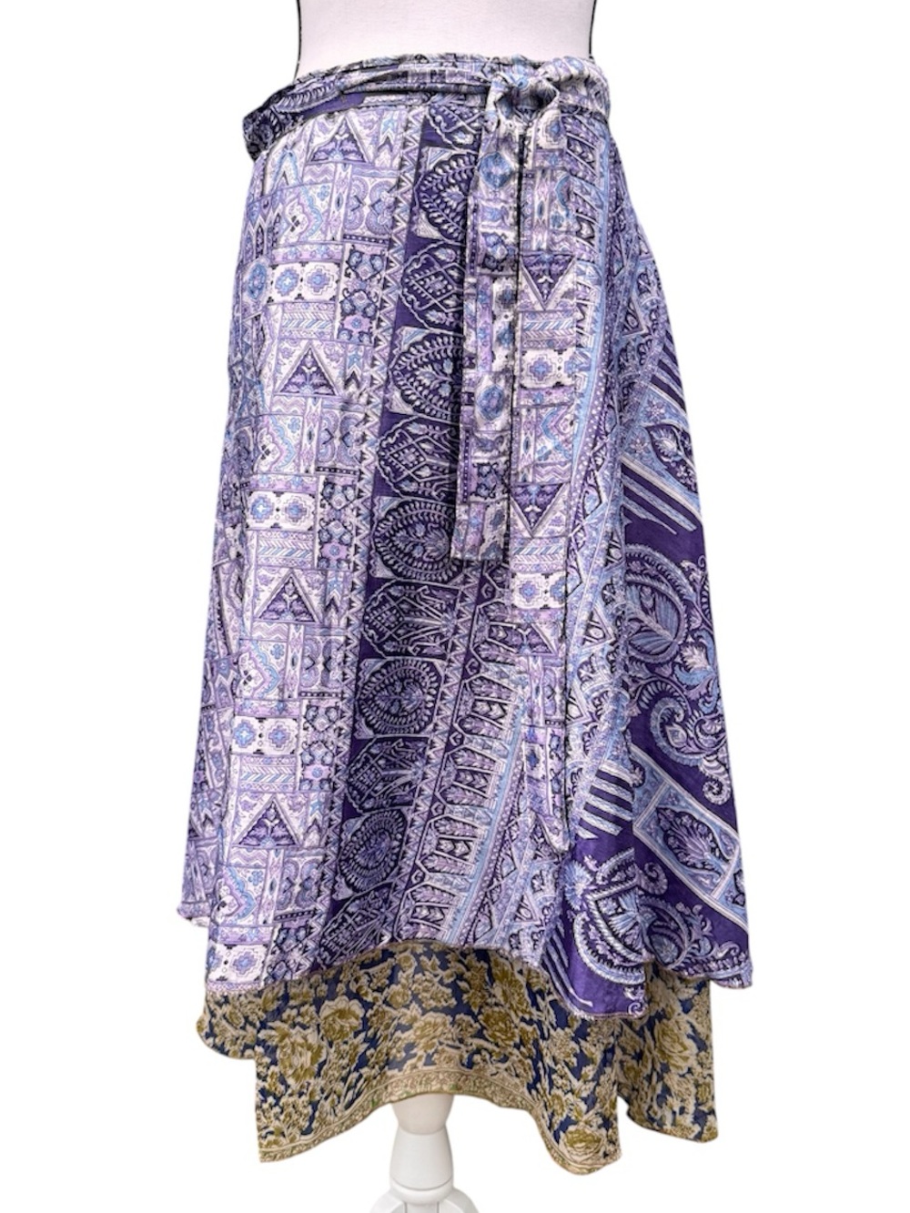 Adjustable Silk Sari Wrap Skirt